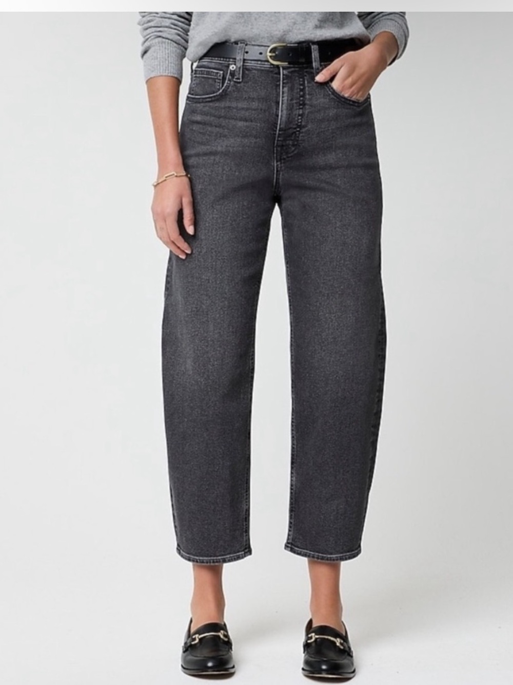 J. Crew Slim Barrel Jean In Washed Black Size 31 High Rise Wide Leg Fall 2025
